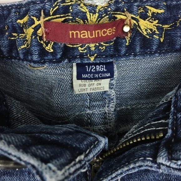 MAURICES Jeans Bootcut Embroidered Bling Flap Pockets Juniors Size 1/2 Regular - Picture 7 of 10